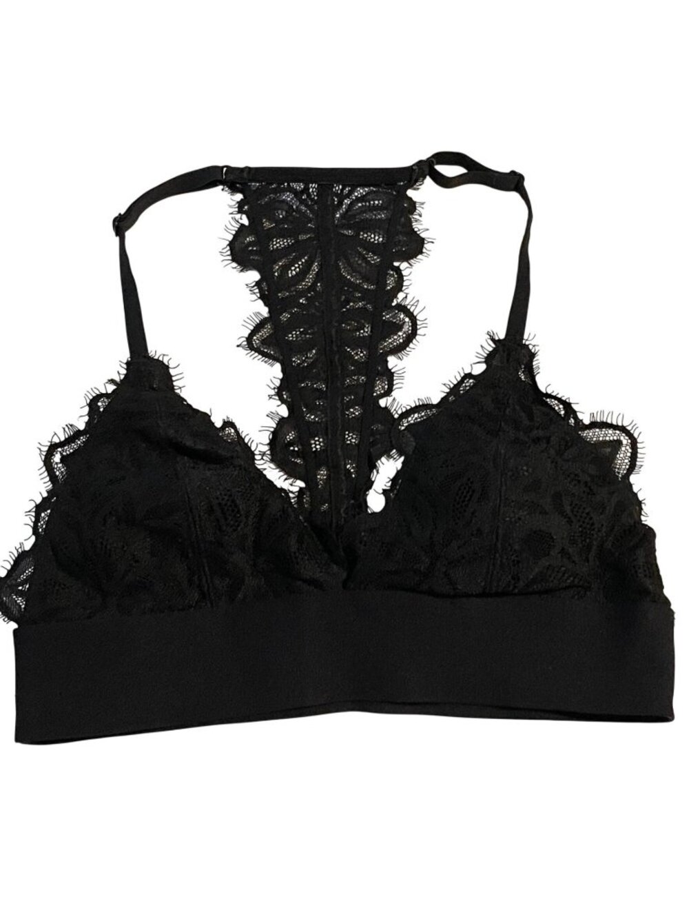 Victorias Secret PINK Racerback Lace Bralette XS Black Romantic Fairy Whimsygoth